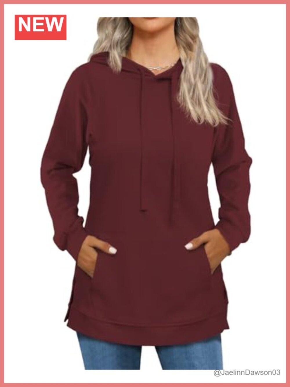 Women's Split Hem Hooded Sweatshirt with Pockets Long Sleeve Pullover